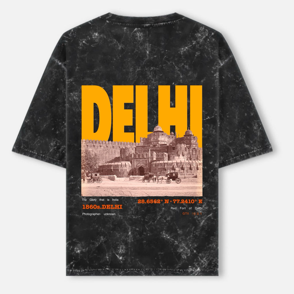DELHI-Unisex Acid Washed Oversized Tee